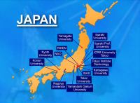 Map of Japan showing the location of participating institutions.