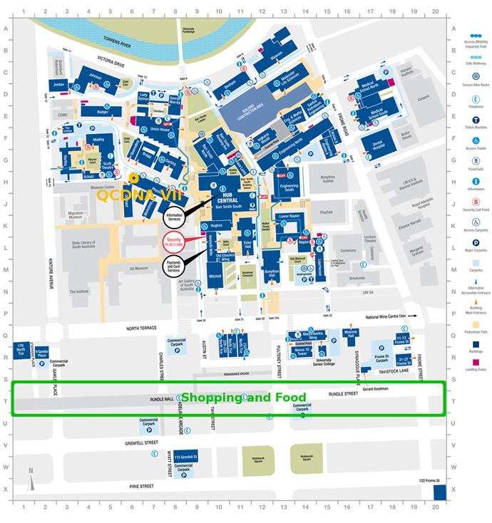 Map of Adelaide University campus with marker for QCDNA7